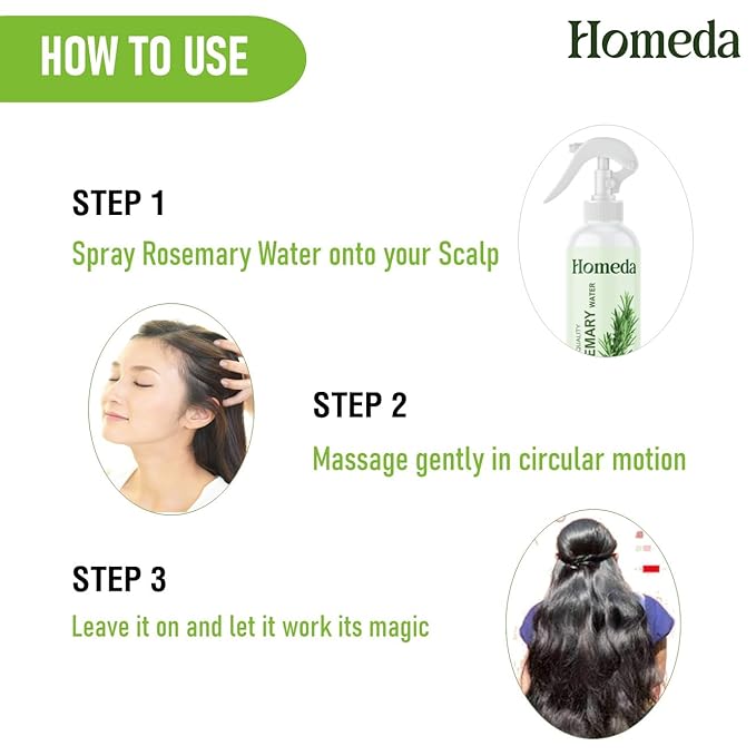 Rosemary Water Spray for Hair Growth (6.8 fl oz) Romero Para el Cabello Tónico de | Rosemary Hydrosol Tonic | Scalp Spray Root Enhancer & Locs (200ml) - Natural, Sulfate, Paraben Free