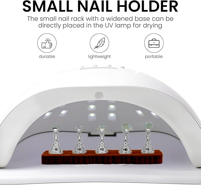 Nail Stand for Press On Art Display Practice 2 Set, 1 Heart Shaped Acrylic Magnetic Nail Stand, Fake Nail Holder with 200 Pieces Double-sided Tape, For Home DIY Salon Supplies (Walnut, Medium)