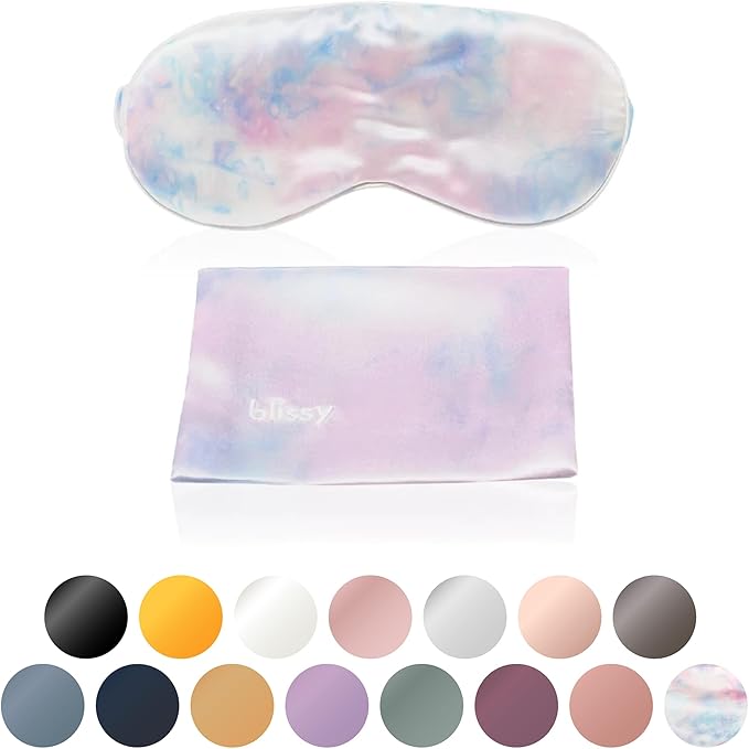 Blissy Silk Sleep Mask - Eye Sleeping Mask for Women & Men for Total Blackout - 100% Pure Mulberry Silk, 22 Momme 6a Fibers - Blindfold Sleep Mask Side Sleeper Eye Cover (Tie Dye)