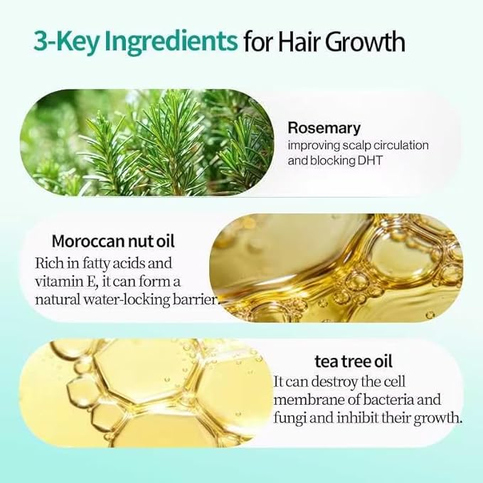 Rosemary Hair Oil, a lightweight rosemary essential oil spray, suitable for all scalps and hair, free of parabens and sulfate surfactants, 15ml. (2, 10.5ml)