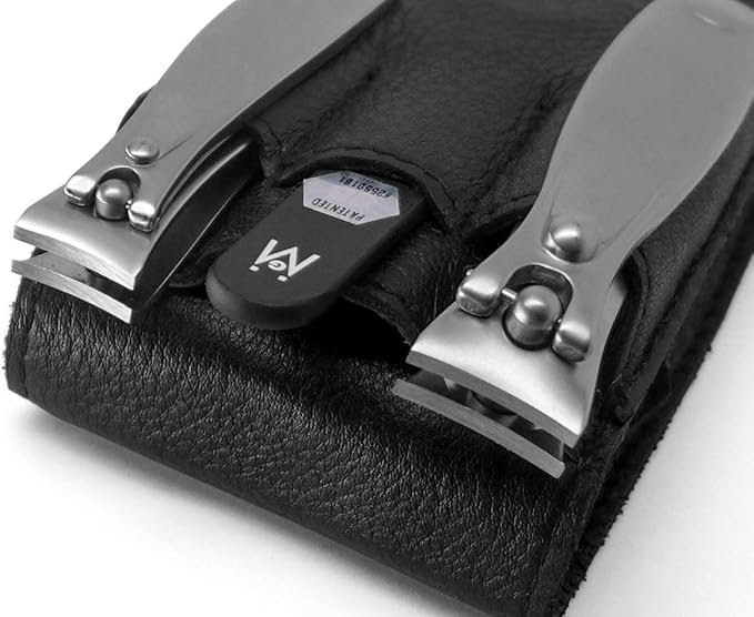 GERMANIKURE 3pc Travel Manicure Set - FINOX Stainless Steel Tools Handmade in Solingen Germany: Fingernail Clipper, Toenail Clipper, Glass Nail File in Leather Case