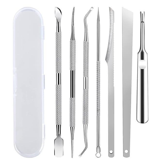 7-Pack Ingrown Toenail Tool Kit - File, Lifters, Surgical Safe Pedicure Tools for Nail Treatment & Pain Relief