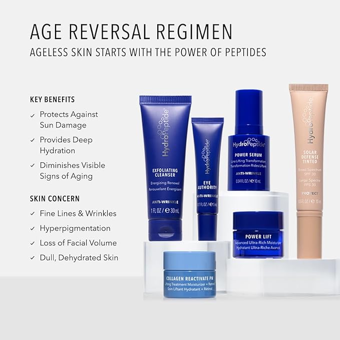 HydroPeptide Age Reversal Regimen Face Bundle Daily Skincare Travel Essentials Kit