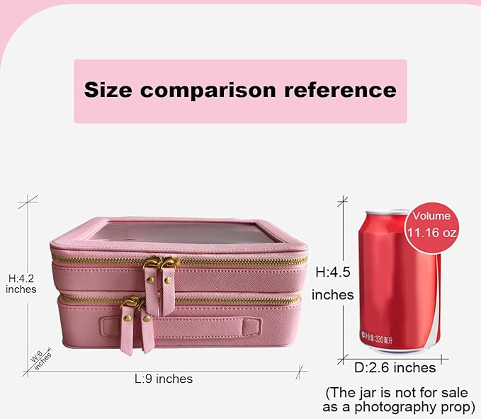 SANHECUN Clear Travel Toiletry bag Toiletry Case Carry on Travel Accessories Bag Makeup Bag Dimensions | LxWxH:9” x 6” x 4.2” (Pink, SHC-TL-2)