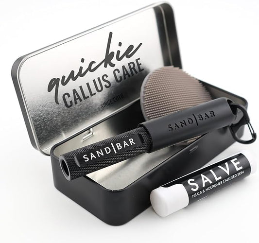 SandBar Callus Removal, Hand Callus Remover Salve Balm Stick for Working Hands, Lightweight Dead Skin Remover Tool Grit Surface, Knurled Handle, Magnetic Cap Hand File 4" - Black