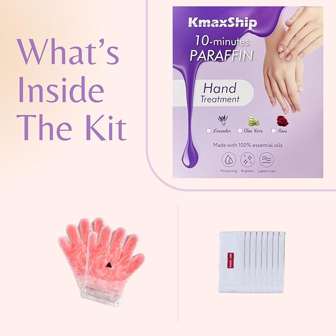 10-Minute Paraffin Hand Treatment, Home Hand Wax Spa Treatment Gloves, Lavender, One-Pair