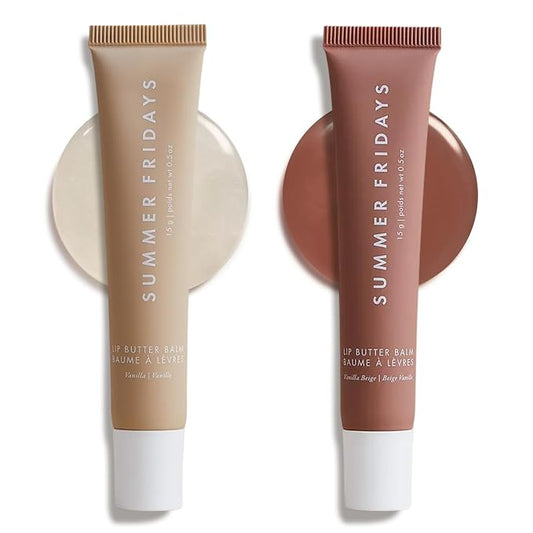 Summer Fridays Tinted Lip Butter Balm - Conditioning Vegan Lip Balm for Instant Moisture, Shine & Hydration - Sheer-Tinted, Soothing Skincare (Vanilla & Vanilla Beige)