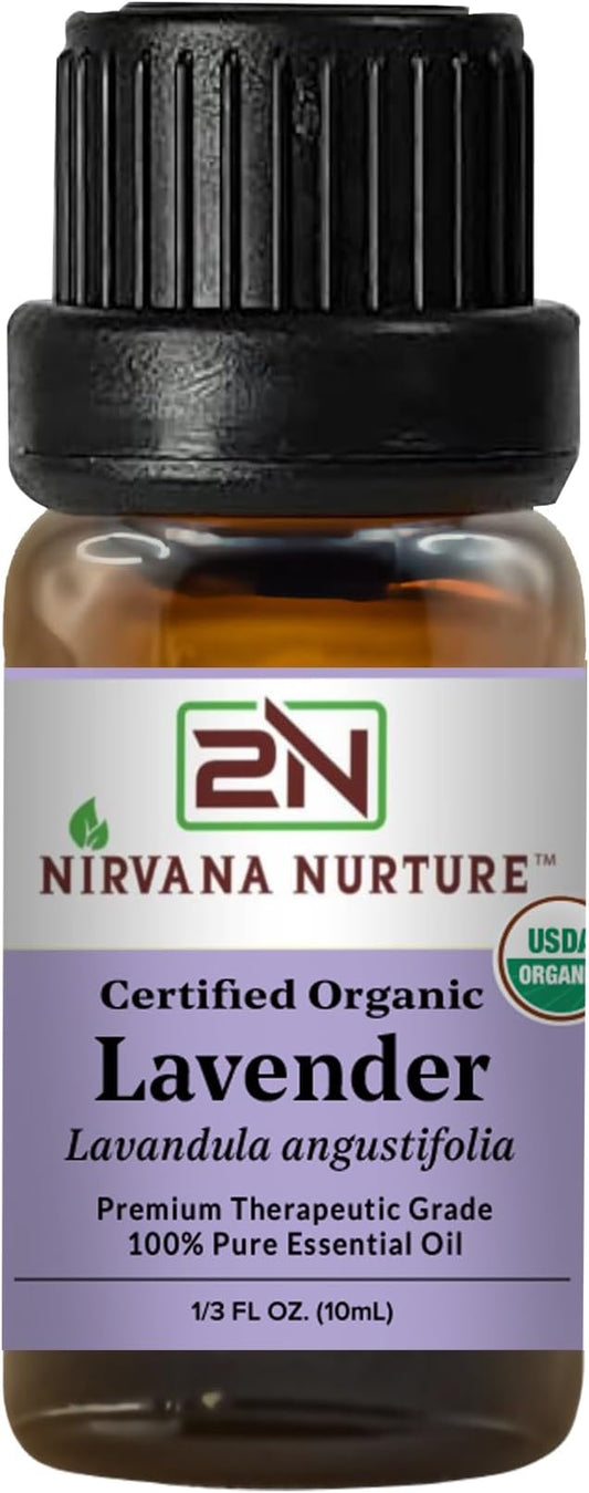 Lavender Essential Oil USDA Certified Organic, 100% Pure Natural Premium Grade, Undiluted- Aromatherapy Diffuser for Calm and Relaxation, Skin Care, Hair Care