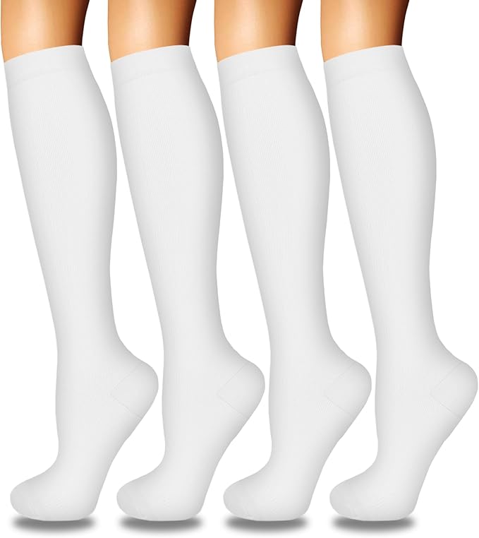 Iseasoo 4 Pairs Compression Socks for Women Circulation-Best Support for Nurses,Running,Athletic,Travel