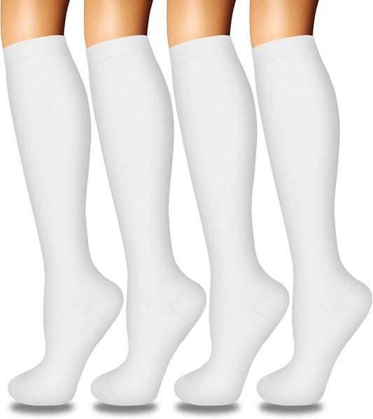 Iseasoo 4 Pairs Compression Socks for Women Circulation-Best Support for Nurses,Running,Athletic,Travel