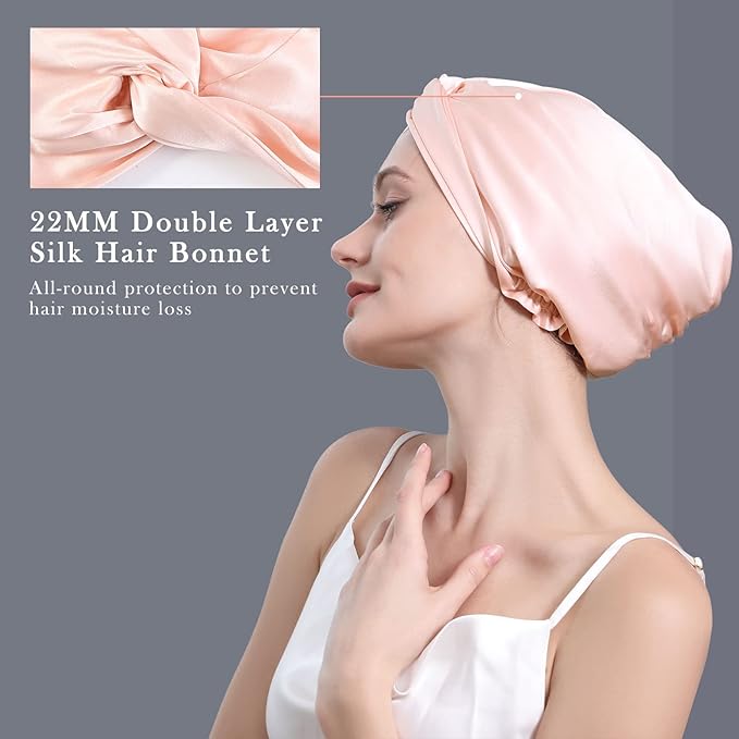 DAISYSILK 100 Pure Mulberry Silk Hair Bonnet for Sleeping Silk Hair Wrap for Women