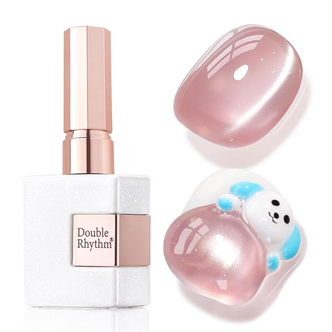 Double Rhythm Jelly Glass Cat Eye Gel Polish with Magnet 15ML Holographic Glitter Shimmer Translucent Sheer Color Magnetic Nail Polish Salon DIY at Home (Jelly Pale Purple-MC1100)