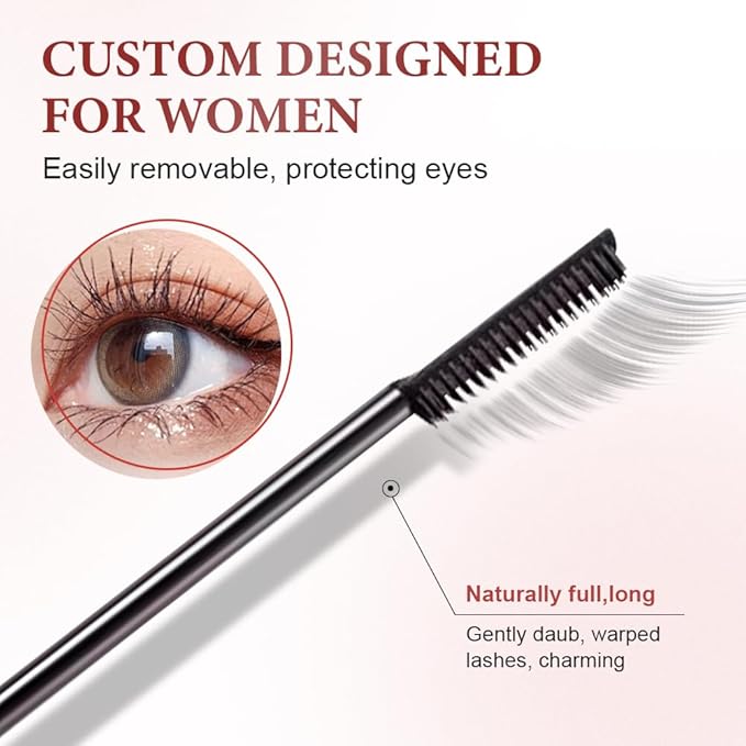 Waterproof and Non-Smudging Mascara, Lengthening and Curling Long-lasting Mascara for Fine Short Lash Women, Slim Brush Length Volumizing Curling Eyelash Lashes Mascaras for Lash Makeup (Brown)