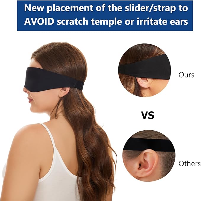 ALASKA BEAR Sleep Mask for Side Sleepers 2022 Headband Design, Cup-Shaped and Extra-Soft, 100 Blackout Eye Mask Shades Cover for Men and Women Home or Travel, Machine Washable, Black