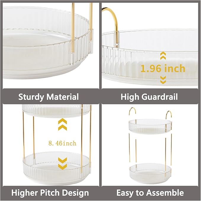 360 Rotating Makeup Organizer,3 Tier Large Capacity Make Up Organizers and Storage,Skincare Perfume Vanity Organizers,Bathroom Cosmetics Storage Organizer Countertop (Clear-3 Tier)