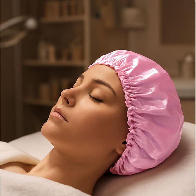 Smilco 2 Pack Shower Caps for Women, Reusable Waterproof Double Layer Bath Cap, Large EVA Elastic Hair Cover for Shower, Fits Long Hair & Braids, for Spa & Home