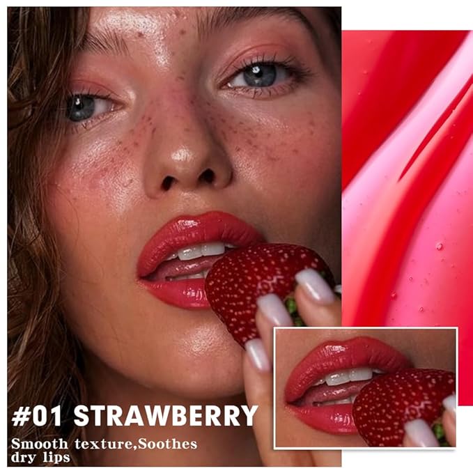 pct Nourishing Moisturizing Tinted Lip Balm for A Sheer Tint of Color, Softens Smooths Hydrates Moisturizes Lightweight, Lip Care Gloss Plumper Stain for Women Dry & Chapped Lips, 01# STRAWBERRY