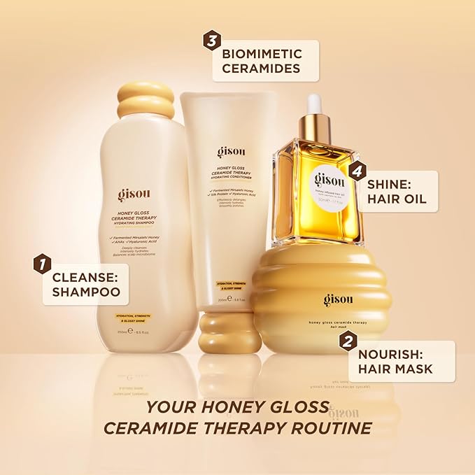 Gisou Honey Gloss Ceramide Therapy Hydrating Shampoo – Deeply Cleanses & Restores Moisture, Ceramides & AHAs, (Wildflower Honey Scent)