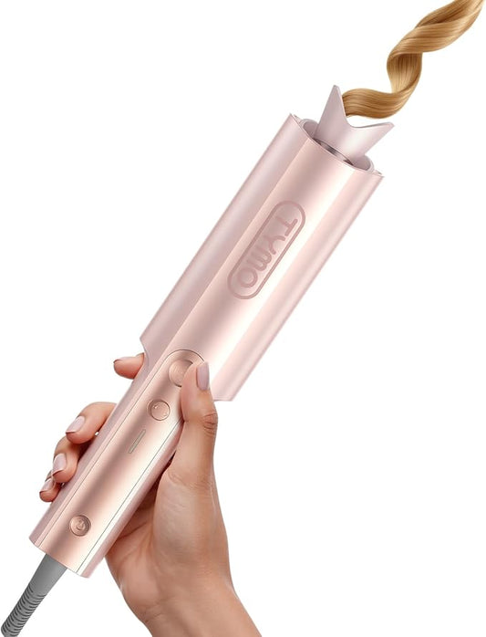 TYMO CurlPro Plus Automatic Rotating Curling Iron - Upgraded Long Barrel Curling Wand for Long Hair, Ceramic Hair Curler for Women, Anti-Scald, Tangle-Free, 600M Ionic, Dual Voltage,Gold Blush, 1 Inch