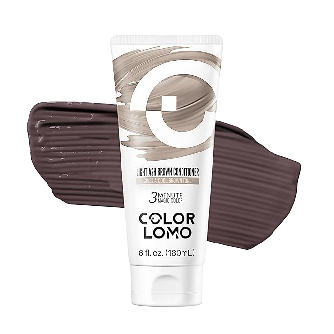 COLORLOMO Semi Permanent Hair Color - 6 oz Color Depositing Conditioner with Shea Butter & Almond Oil- Color Conditioner Depositing Hair Mask - Vegan, Paraben, Ammonia & Sulfate Free -Light Ash Brown