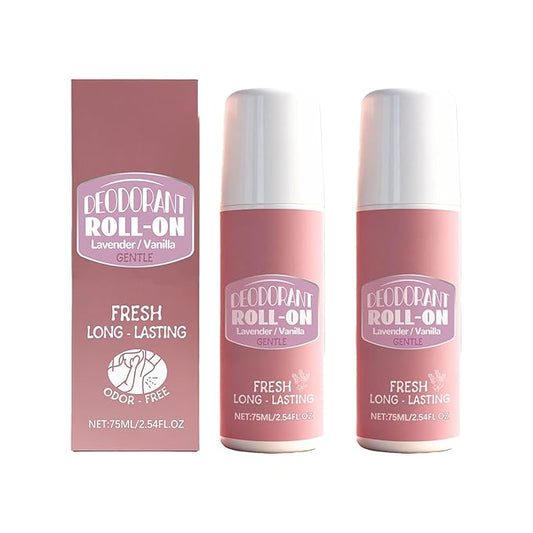 Antiperspirant Roll-On Deodorant, 48 Hour Breathable Sweat & Odor Protection with Lavender Extract and Lavender Extract, 2.54 OZ（2pcs）