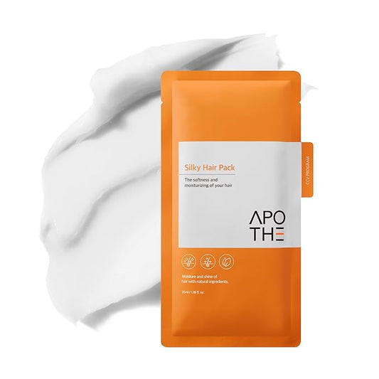 APOTHE Silky Hair Pack 1.18 fl.oz. (35ml) x 5EA – Intensive Moisturizing Hair Treatment for Dry, Damaged Hair with Keratin, Shea Butter, & Panthenol for Softness & Vitality