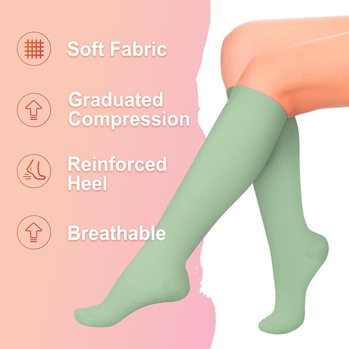 Iseasoo 4 Pairs Compression Socks for Women Circulation-Best Support for Nurses,Running,Athletic,Travel