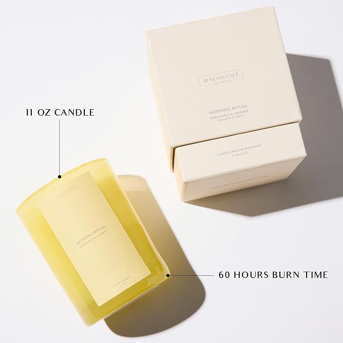 Benevolence LA Morning Ritual Gift Box | Candle, Room Spray & Reed Diffuser | Bergamot & Jasmine | Invigorating Home Fragrance | Ready for Gifting | Gift Set for Women