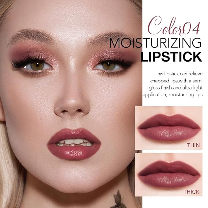 QIDSTERS Tinted Lip Balm Moisturizing Lipstick, Mauve Hydrating Lipstick for Women, 24 Hour Long Lasting Moisturization Lip Gloss Stain Makeup, Lightweight Non Greasy Moisturizer Lips, 04