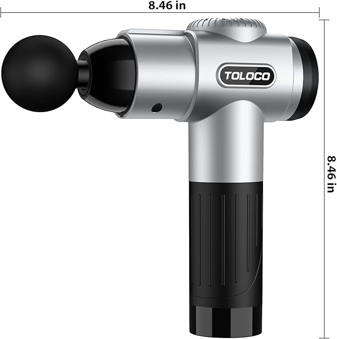TOLOCO Massage Gun, Muscle Massage Gun Deep Tissue for Athletes with 10 Massage Heads, Electric Percussion Massager for Any Pain Relief, Valentines Day Gifts for Him Her, Silver