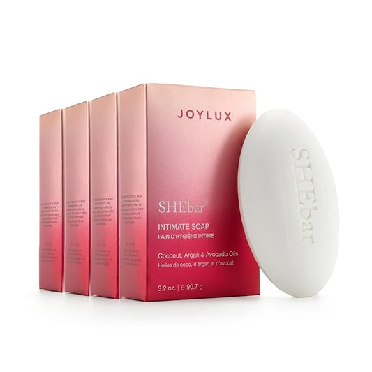 Joylux SHEBar 4-Pack | Yoni Bar Soap for Women | Intimate Wash | With Coconut Oil and Argan Oil | pH Balance for Women | Intimate Care (4)