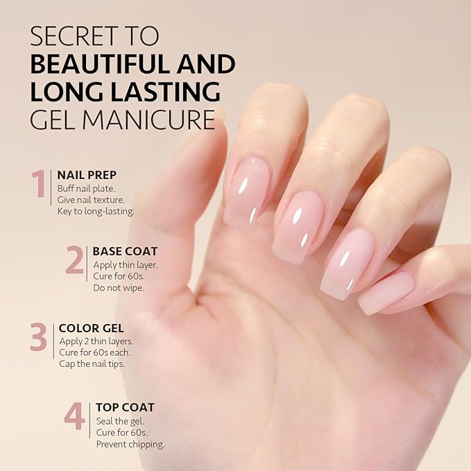 GAOY Jelly Nude Gel Nail Polish, 16ml Sheer Pink Translucent Gel Polish, UV Light Cure for Nail Art DIY, 1710 Pink Wedding