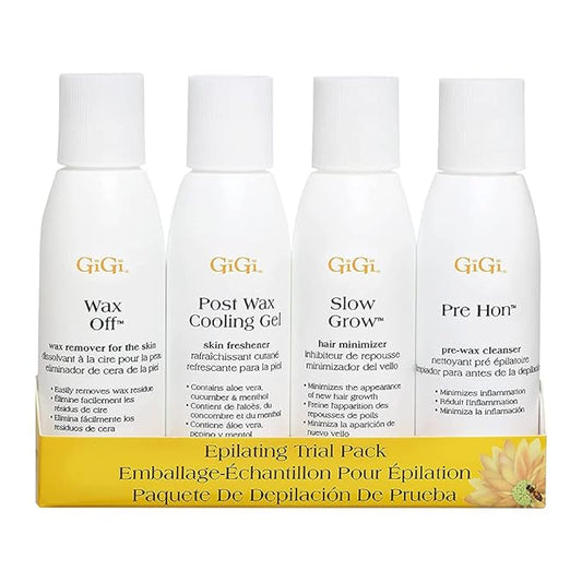 GiGi Post Waxing Essentials Kit, Pre & Post Wax Care Set Waxing Treatments, Skin Prep & Aftercare for Smooth Hair Removal, 2 oz Each