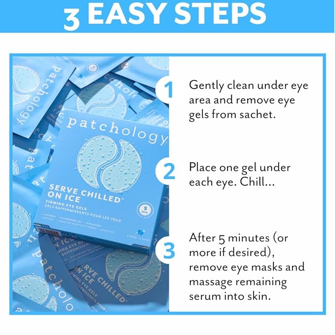 Patchology Iced Cooling Under Eye Mask Patches with Peptides, Cloudberry Oil & Bakuchiol – Firming & Soothing Eye Gels to Reduce Fine Lines and Under Eye Bags – Hydrating Under Eye Pads (5 Pairs)