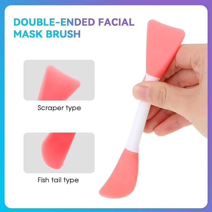 Silicone Face Mask Applicator, 4 PCS Double-End Mask Brushes for Facial Mud Mixing Spatula Soft Makeup Beauty Brush Tools for Apply Skincare Cream,Lotion, Gel, Cosmetic Foundation (4 Colors)