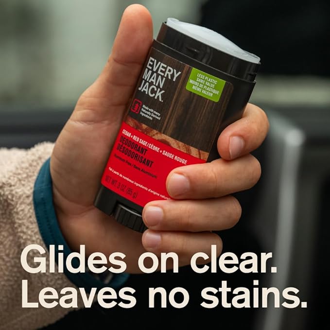 Every Man Jack Cedar + Red Sage Men’s Deodorant - Stay Fresh with Aluminum Free Deodorant For all Skin Types - Odor Crushing, Long Lasting, with Naturally Derived Ingredients - 3oz (2 Pack)