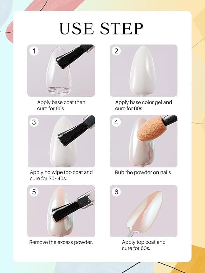 Pearl Chrome Nail Powder BISHENGYF:【Super Mirror Effect】White Pearl Chrome Nail Powder Ice Transparent Aurora Chrome Nai l Powde r for Nails Art DIY