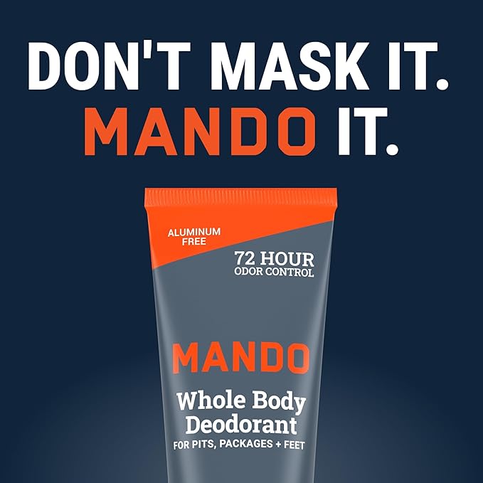 Mando Whole Body Deodorant For Men - Invisible Cream - 72 Hour Odor Control - Aluminum Free, Baking Soda Free, Skin Safe - 3 Ounce Tube (Pack of 2) - Bourbon Leather and Mount Fuji