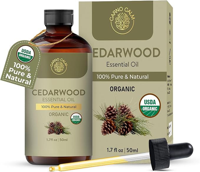 Organic Cedarwood Essential Oil 50ml : 100% Pure & Natural Cedarwood Oil for Hair | for Skin, Diffuser, Soaps & Candles | 1.7 fl oz