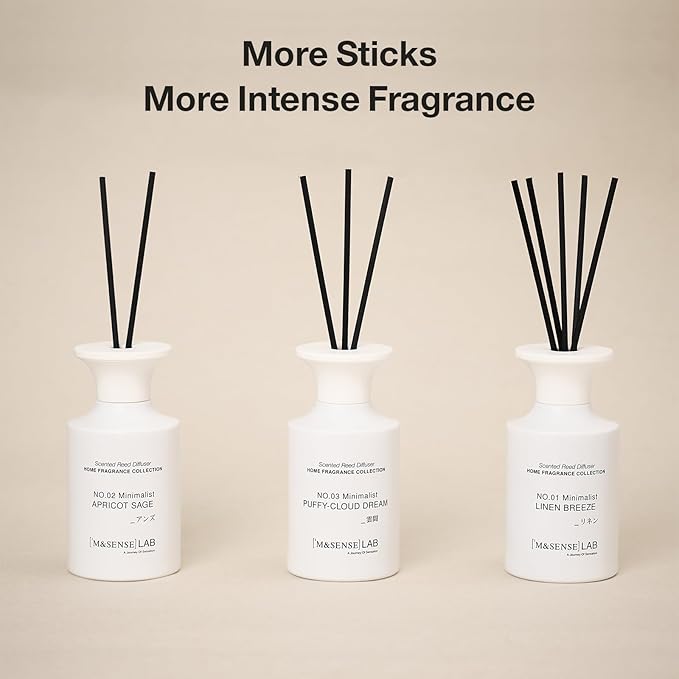 M&SENSE Reed Diffuser Set, 10.14 fl oz Large Reed Diffuser, Lavender Rosemary Scented with Natural Essential Oils, Long Lasting with 7 Sticks, Non-Toxic Home Fragrance Reed Diffuser for Bedroom
