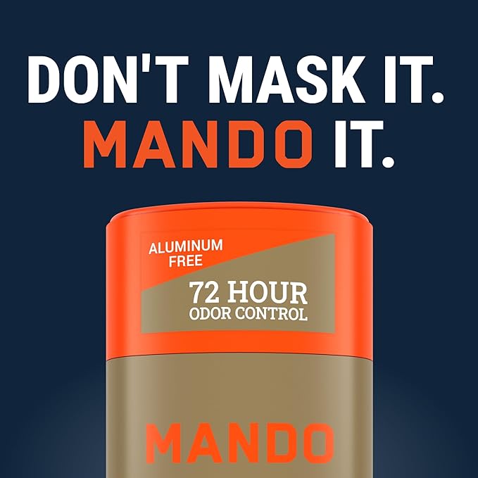 Mando Whole Body Deodorant For Men - Smooth Solid Stick - 72 Hour Odor Control - Aluminum Free, Baking Soda Free, Skin Safe - 2.6 Ounce (Pack of 2) - Unscented