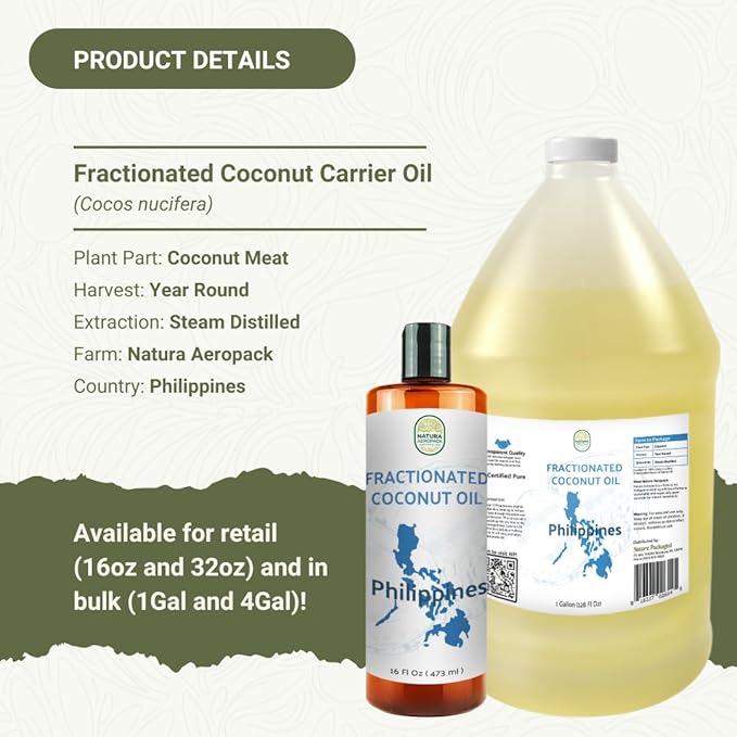 Nature Packaged Fractionated Coconut Oil - Sourced Directly from our Farm Partner in the Philippines - Carrier Oil for Diluting Essential Oils, Body, Hair, and Skin Moisturizer - (32oz)