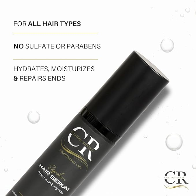 Cristian Rovere - Signature Hair Serum - Organic Argan Oil & Acai Extract - Frizz Control & Shine Serum - Sulfate Free & Paraben Free - Lightweight Hair Oil for Smoothness - 1.7 Fl Oz