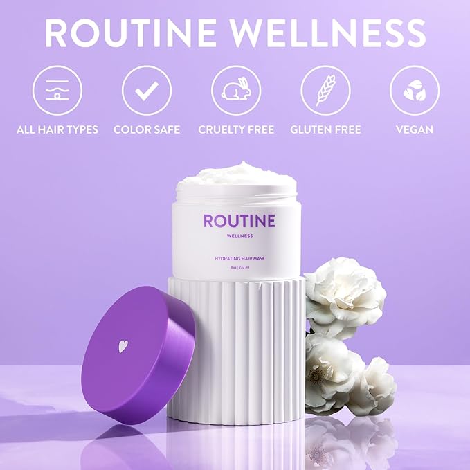 Routine Wellness Deep Conditioning Hair Mask - Bring Dry, Damaged Hair Back to Life – Hydrating Repair Treatment that Moisturizes, Strengthens & Adds Volume – Rose Hips 8oz