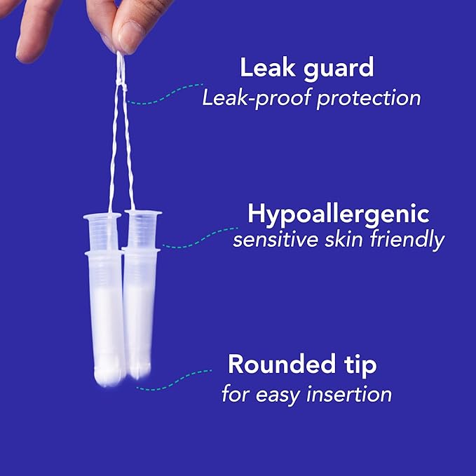 Marlow 100% Organic Cotton Easy Glide Tampons with Compact Plant Based BPA Free Applicator, Chlorine Free, Toxin Free, Hypoallergenic, Dermatologically Tested, Fragrance Free, Light, 18 Count