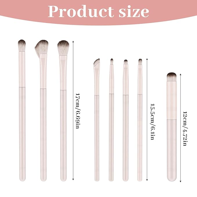 Eyeshadow Brush Set, 8 Pcs Premium Eye Makeup Brushes Professional Eye Shadow Brushes Set with Soft Hairs for Eyeliner Eyebrow Blending Highlight Brush Light (Pink)