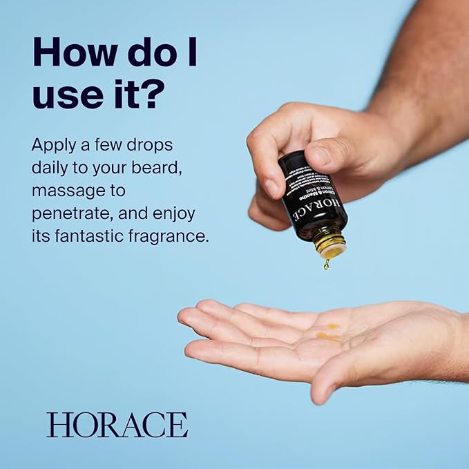 HORACE Lemon & Mint Beard Oil for Men - Conditioner with Argan Oil - Gentle Beard Care for All Skin Types - Citrus, Aromatic Scent, 1 fl.oz