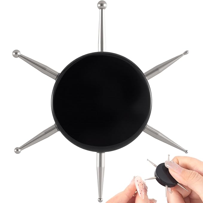 Nail Dotting Tools, Nail Art Dotting Tool, Metal Nail Dot Tool, Professional Nail Art Pens for Nail Design Manicure Embossing, Tracing, Painting (Black, 1 Pcs)