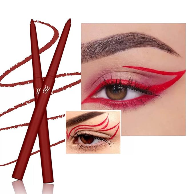 Red Burgundy Eyeliner Waterproof Red Burgundy Eyeliner Pencil Retractable red burgundy gel eyeliner Long Lasting Smudge-proof Hypoallergenic (03#)