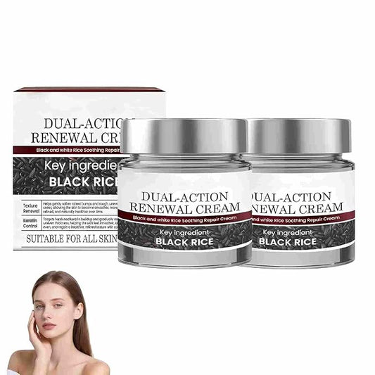 Keratin Erase Dual-Action Renewal Cream – Black & White Rice Soothing Repair Moisturizer – Hydrating Face Cream for Barrier Support & Daily Skin Renewal, Suitable for All Skin Types (2 Pack)